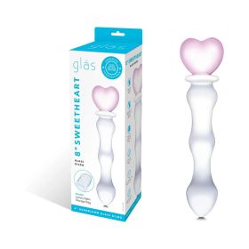 Glas 8 in. Sweetheart Glass Dildo with Pink Heart Shaped Handle