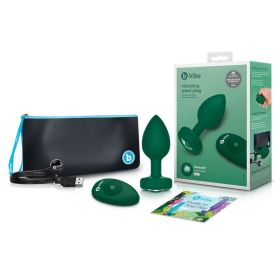 b Vibe Vibrating Jewel Rechargeable Remote Controlled Anal Plug with Gem Base Emerald Medium/Large