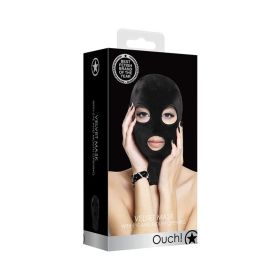 Ouch! Velvet Full Head Mask With Eye and Mouth Opening Black