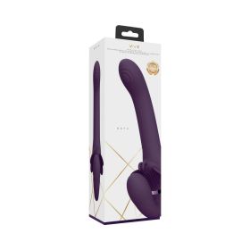 VIVE SATU Rechargeable Triple Motor Pulse Wave Vibrating Silicone Strapless Strap On Purple