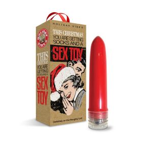 Naughty List Gift Socks And A Sex Toy 4 in. Multi Speed Vibe With Storage Bag