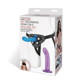 Lux Fetish 3 Piece Beginners Strap On & Pegging Set