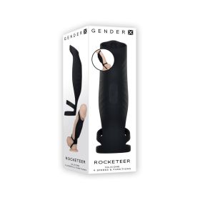 Gender X Rocketeer Rechargeable Triple Ring Vibrating Silicone Penis Sheath Black