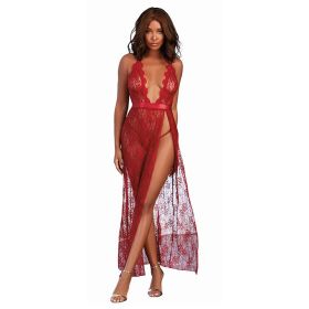 Dreamgirl Lace Gown & G String Garnet XL Hanging