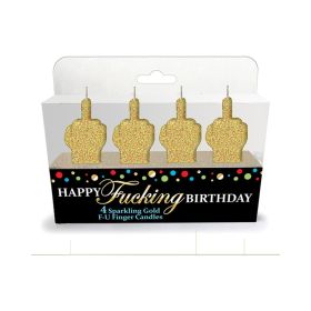 Happy Fucking Birthday Glitter Middle Finger Candles 4 Pack