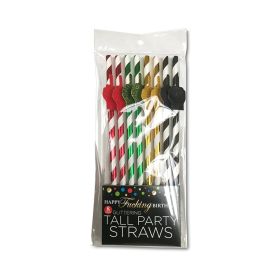 Happy Fucking Birthday Tall Party Straws 8 Pack