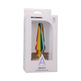 A Play Groovy Silicone Anal Plug 5 in. Multi Colored  Yellow