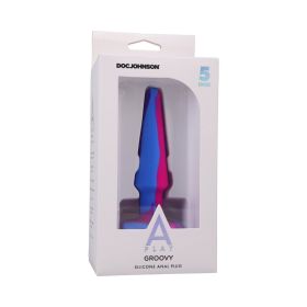 A Play Groovy Silicone Anal Plug 5 in. Multi Colored  Pink