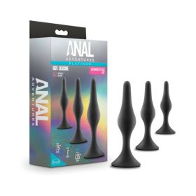 Anal Adventures Platinum Silicone 3 Piece Beginner Plug Kit Black