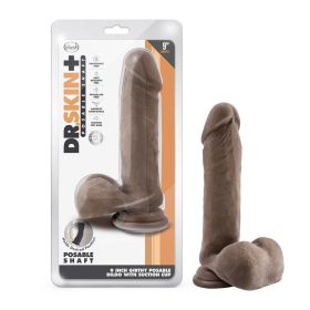 Dr. Skin Plus Thick 9 in. Triple Density Posable Dildo with Balls