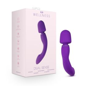 Wellness Dual Sense Rechargeable Silicone Dual Ended G Spot & Wand Vibrator Purple