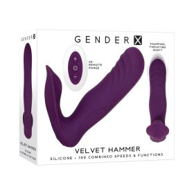 Gender X Velvet Hammer Rechargeable Remote Controlled Thumping Thrusting Dual Stimulator Purple