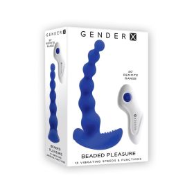 Gender X Beaded Pleasure Rechargeable Remote Controlled Vibrating Silicone Probe Vibrator Blue