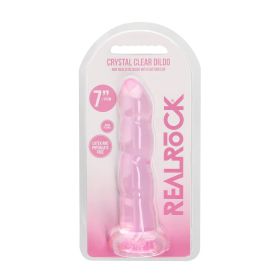 RealRock Crystal Clear Non Realistic 7 in. Twisted Dildo With Suction Cup Pink