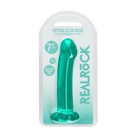 RealRock Crystal Clear Non Realistic 7 in. Dildo With Suction Cup Turquoise