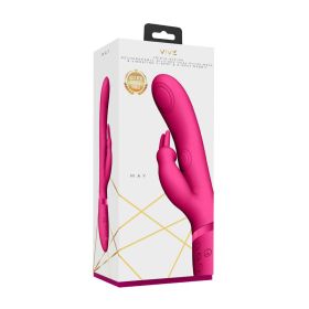 VIVE MAY Rechargeable Dual Pulse Wave Silicone Rabbit Vibrator Pink