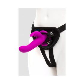 Happy Rabbit Rechargeable Silicone Vibrating Strap On Harness Set Purple