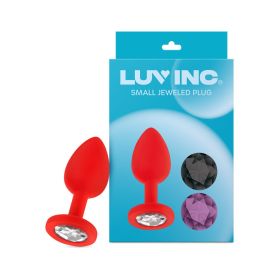 Luv Inc Jp31 Jeweled Small Plug Silicone with 3 Piece Interchangeable Gems Red