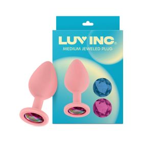 Luv Inc Jp32 Jeweled Medium Plug Silicone with 3 Piece Interchangeable Gems Pink