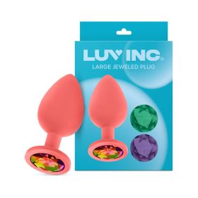 Luv Inc Jp33 Jeweled Large Plug Silicone with 3 Piece Interchangeable Gems Coral