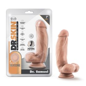 Dr. Skin Silicone Dr. Samuel Realistic 7 in. Posable Dildo with Balls Beige