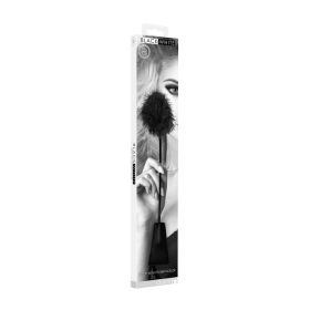 Ouch! Black & White Dual Ended Crop With Feather Tickler Black