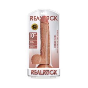 RealRock Realistic 10 in. Straight Dildo With Balls and Suction Cup