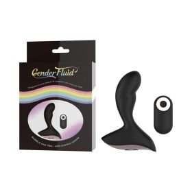 Gender Fluid Rumble Rechargeable Remote Controlled Silicone Anal Vibrator Black