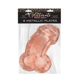 Glitterati Penis Party Rose Gold Plates 8 Pack