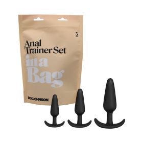 Doc Johnson Anal Plug Trainer Set In A Bag 3 Piece Silicone Black