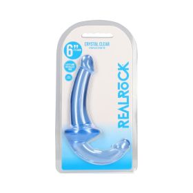 RealRock Crystal Clear 6 in. Strapless Strap On Dildo Blue