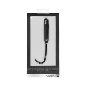Ouch! Urethral Sounding Silicone Vibrating Bullet Plug With Beaded Tip Black 5.5 mm