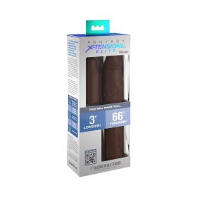 Fantasy X tensions Elite 9 in. Silicone Mega Extension Sleeve with 3 in. Extender Brown