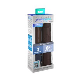 Fantasy X tensions Elite 9 in. Silicone Mega Extension Sleeve 3 in. Vibrating Brown