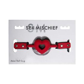 Sportsheets Sex & Mischief Amor Breathable Heart Shaped Silicone Ball Gag Red