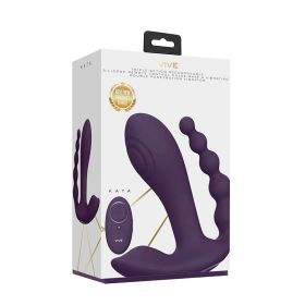 VIVE KATA Rechargeable Remote Controlled Triple Motor Pulse Wave Dual Entry Vibrator Purple