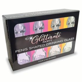 Glitterati Party 6 oz. Penis Shaped Drinking Glass 4 Pack