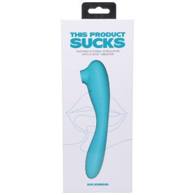 This Product Sucks Rechargeable Bendable Dual Ended Silicone Sucking Clitoral Stimulator & G Spot Vibrator Teal