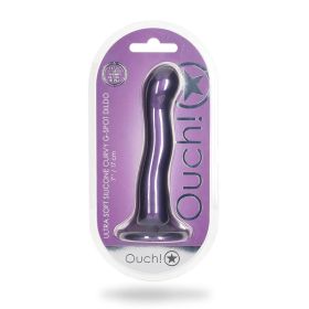 Ouch! Ultra Soft Silicone 7 in. Curvy G Spot Dildo Metallic Purple