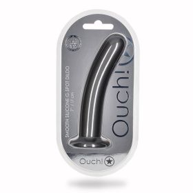 Shots Ouch! Smooth Silicone 7 in. G Spot Dildo Gunmetal