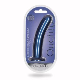 Ouch! Smooth Silicone 7 in. G Spot Dildo Metallic Blue