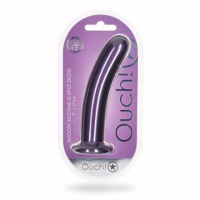 Ouch! Smooth Silicone 7 in. G Spot Dildo Metallic Purple