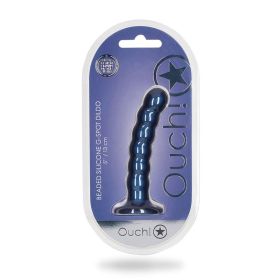 Ouch! Beaded Silicone 5 in. G Spot Dildo Metallic Blue