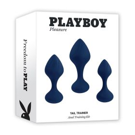 Playboy Tail Trainer 3 Piece Silicone Anal Plug Training Kit Navy