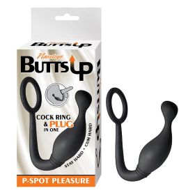 Nasstoys Butts Up P Spot Pleasure Silicone Cock Ring & Anal Plug Black