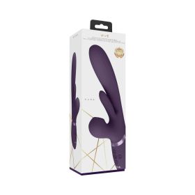 VIVE KURA Rechargeable Thrusting Silicone G Spot Vibrator with Flapping Tongue and Pulse Wave Stimulator Purple