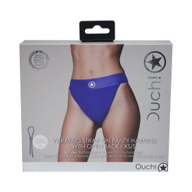 Ouch! Vibrating Strap On Panty Harness with Open Royal Blue Black XS/S