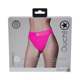 Ouch! Vibrating Strap On Panty Harness with Open Pink Black XS/S