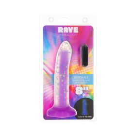 Addiction Rave 8 in. Bendable Glow in the Dark Silicone Dildo Purple Confetti