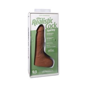 The Realistic Cock Squirting 9.5 in. ULTRASKYN Vac U Lock Dildo Caramel